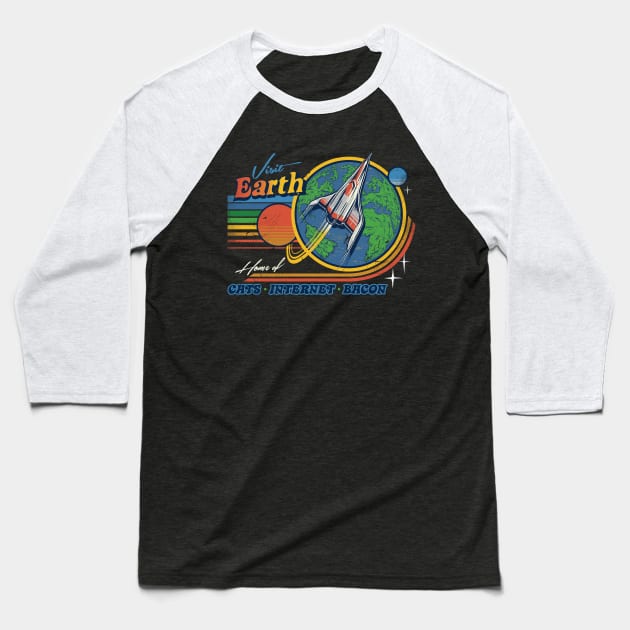 Visit Earth Baseball T-Shirt by Steven Rhodes